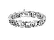 14mm Stainless Steel Reptile Textured Mariner Link Bracelet 9 Inch