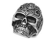 Stainless Steel Mechanical Skull w Pentagram Ring Size 11