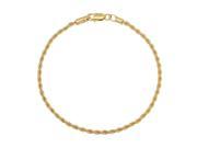 Thin 14k Gold Plated 2.4mm Braided Rope Link Rounded Chain Bracelet 8