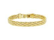 Gold Plated Bracelet of Bar Links In Diagonal Pattern 7 Inch