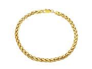 5mm 14k Yellow Gold Plated Braided Wheat Link Rounded Chain Bracelet 8