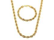 Men s 7mm Gold Plated French Rope 20 Chain 8 Bracelet Set