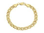 7.4mm 14k Yellow Gold Plated Cuban Curb Double Link Chain Bracelet 8