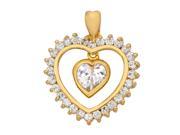 Gold Plated Heart Shaped CZ Halo Pendant w Floating Heart CZ