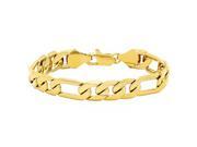 14k Yellow Gold Plated 9.3mm Flat Edged Figaro Link Chain Bracelet 8