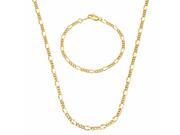 4mm Gold Plated Miami Figaro Link 16 Chain 7 Bracelet Set