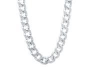 8mm Rhodium Plated Flat Cuban Link Curb Chain Necklace