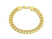 14k Yellow Gold Plated 9mm Beveled Cuban Curb Link Chain Bracelet 8