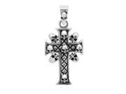 Highly Polished .925 Sterling Silver 27 mm Skull Flared Cross Pendant