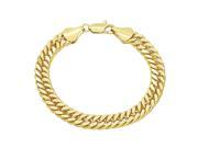 9mm 14k Yellow Gold Plated Cuban Curb Double Link Chain Bracelet 8