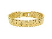 Gold Plated Ridge Textured Links In Brick Pattern Bracelet 7 Inch