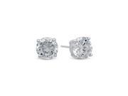 8MM Genuine 925 Sterling Silver Brilliant Cut Basket Set Clear Color Round CZ Stud Earrings