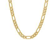 7mm 14k Gold Plated Diamond Cut Figaro Link Chain Necklace 30