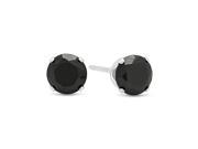 5MM Genuine 925 Sterling Silver Brilliant Cut Prong Set Black Color Round CZ Stud Earrings