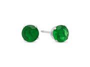 5MM Genuine 925 Sterling Silver Brilliant Cut Prong Set Emerald Green Color Round CZ Stud Earrings