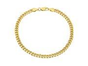 14k Yellow Gold Plated Beveled 4mm Cuban Curb Link Chain Bracelet 8