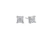 6MM Genuine 925 Sterling Silver Invisible Cut Basket Set Clear Color Square CZ Stud Earrings