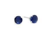 4MM Genuine 925 Sterling Silver Brilliant Cut Prong Set Sapphire Blue Color Round CZ Stud Earrings