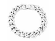 Thick 12mm Rhodium Plated Beveled Cuban Curb Link Chain Bracelet 8