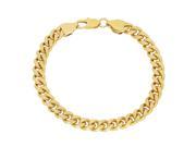 7mm 14k Gold Plated Diamond Cut Grooved Curb Faceted Link Bracelet 8