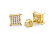 7mm .925 Sterling Silver 14k Gold Plated Micro Pave Square Screw Back Earrings