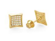 8mm .925 Sterling Silver 14k Gold Plated Micro Pave Kite Screw Back Earrings