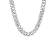 10mm Rhodium Plated Thick Cuban Curb Diamond Cut Grooved Link Chain 36