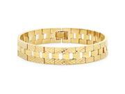 12mm 14k Gold Plated Diamond Cut Thick Watch Band Style Link Bracelet 9