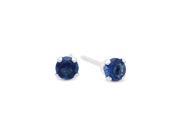 3MM Genuine 925 Sterling Silver Brilliant Cut Prong Set Sapphire Blue Color Round CZ Stud Earrings