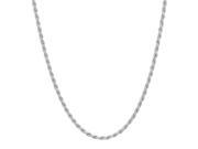 1.4mm Rhodium Plated Solid .925 Sterling Silver Rope Chain Necklace 18