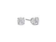 4MM Genuine 925 Sterling Silver Invisible Cut Prong Set Clear Color Round CZ Stud Earrings