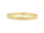 Gold Plated Step Edged Bangle Bracelet w Etched Stars Moons Size Large