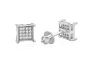 7mm .925 Sterling Silver Micro Pave Square Screw Back Earrings