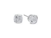 6MM Genuine 925 Sterling Silver Invisible Cut Prong Set Clear Color Round CZ Stud Earrings