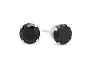 6MM Genuine 925 Sterling Silver Brilliant Cut Prong Set Black Color Round CZ Stud Earrings