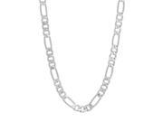 Textured 4.5mm Rhodium Plated Diamond Cut Grooved Figaro Link Chain 22