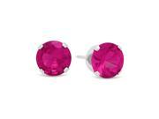 6MM Genuine 925 Sterling Silver Brilliant Cut Prong Set Ruby Red Color Round CZ Stud Earrings