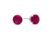 5MM Genuine 925 Sterling Silver Brilliant Cut Prong Set Ruby Red Color Round CZ Stud Earrings
