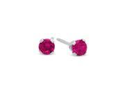 3MM Genuine 925 Sterling Silver Brilliant Cut Prong Set Ruby Red Color Round CZ Stud Earrings