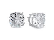 14MM Genuine 925 Sterling Silver Brilliant Cut Basket Set Clear Color Round CZ Stud Earrings