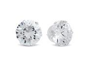 15MM Genuine 925 Sterling Silver Brilliant Cut Prong Set Clear Color Round CZ Stud Earrings
