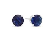 6MM Genuine 925 Sterling Silver Brilliant Cut Prong Set Sapphire Blue Color Round CZ Stud Earrings