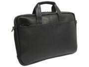 Passage 2 Collection Vaquetta Leather Slim Zippered Briefcase Black