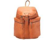 Clava Leather Zippered Top Backpack Tan