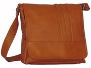 David King Vaquetta Leather Vertical Laptop Messenger with 3 Stripes Tan