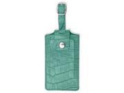 Winn Croco Leather Security I.D. Luggage Tag Teal