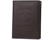 Winn Leather Deluxe Passport Case With U.s. Emblem Brown