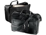 Andrew Philips Leather Vaqueta Napa Expandable Multi Function Briefcase Black