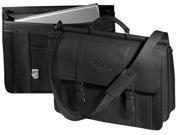 Andrew Philips Leather Vaqueta Dowel Rod Laptop Briefcase Black