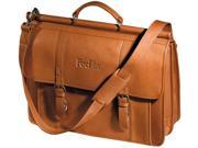 Andrew Philips Leather Vaqueta Dowel Rod Laptop Briefcase Tan